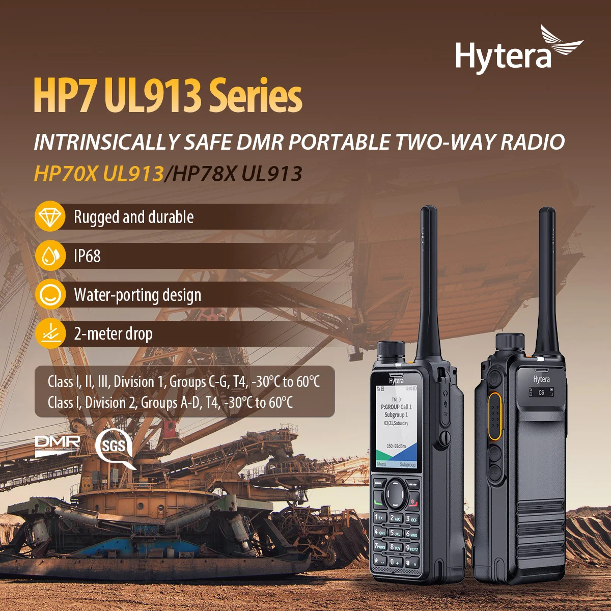 Hytera HP708 UL913 detail view